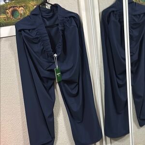 HALARA Blue Casual Trousers with Textured Fabric